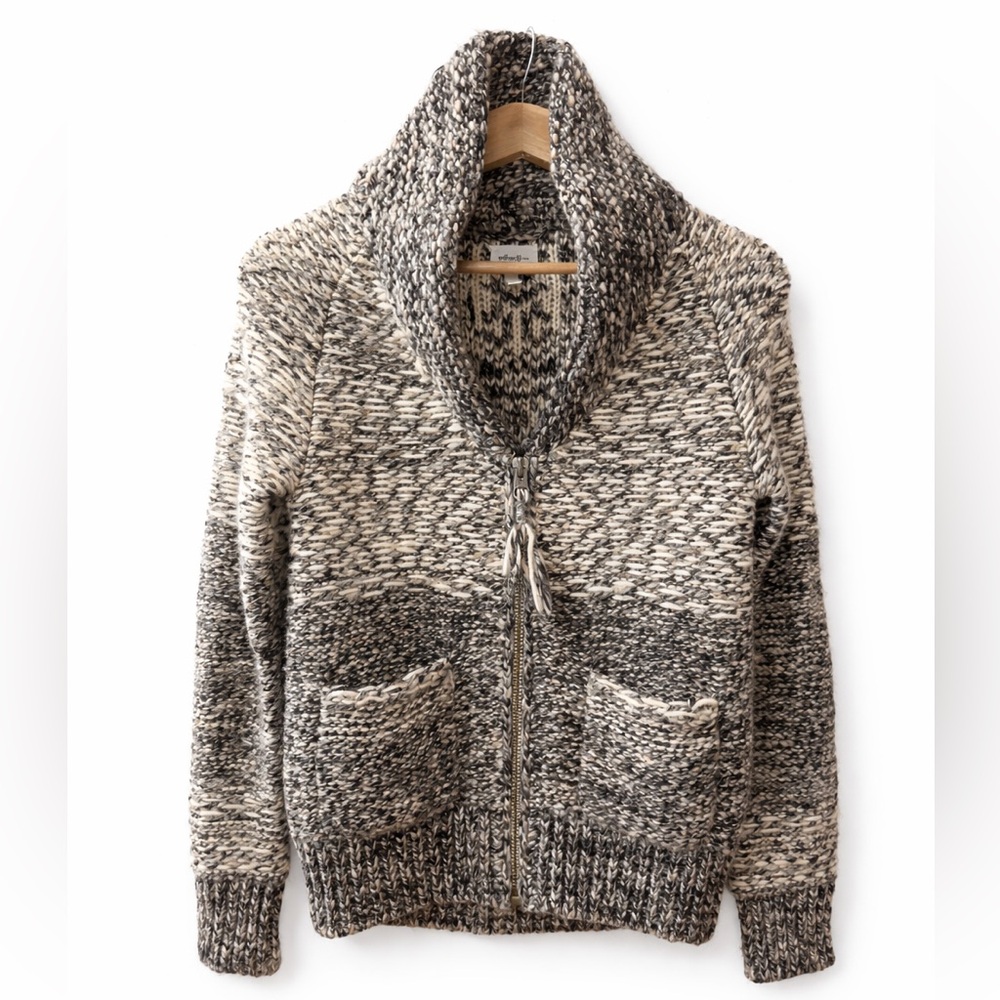Wilfred Alpaca Women’s Wool Chunky Knit Zip Cardigan Gray Size S